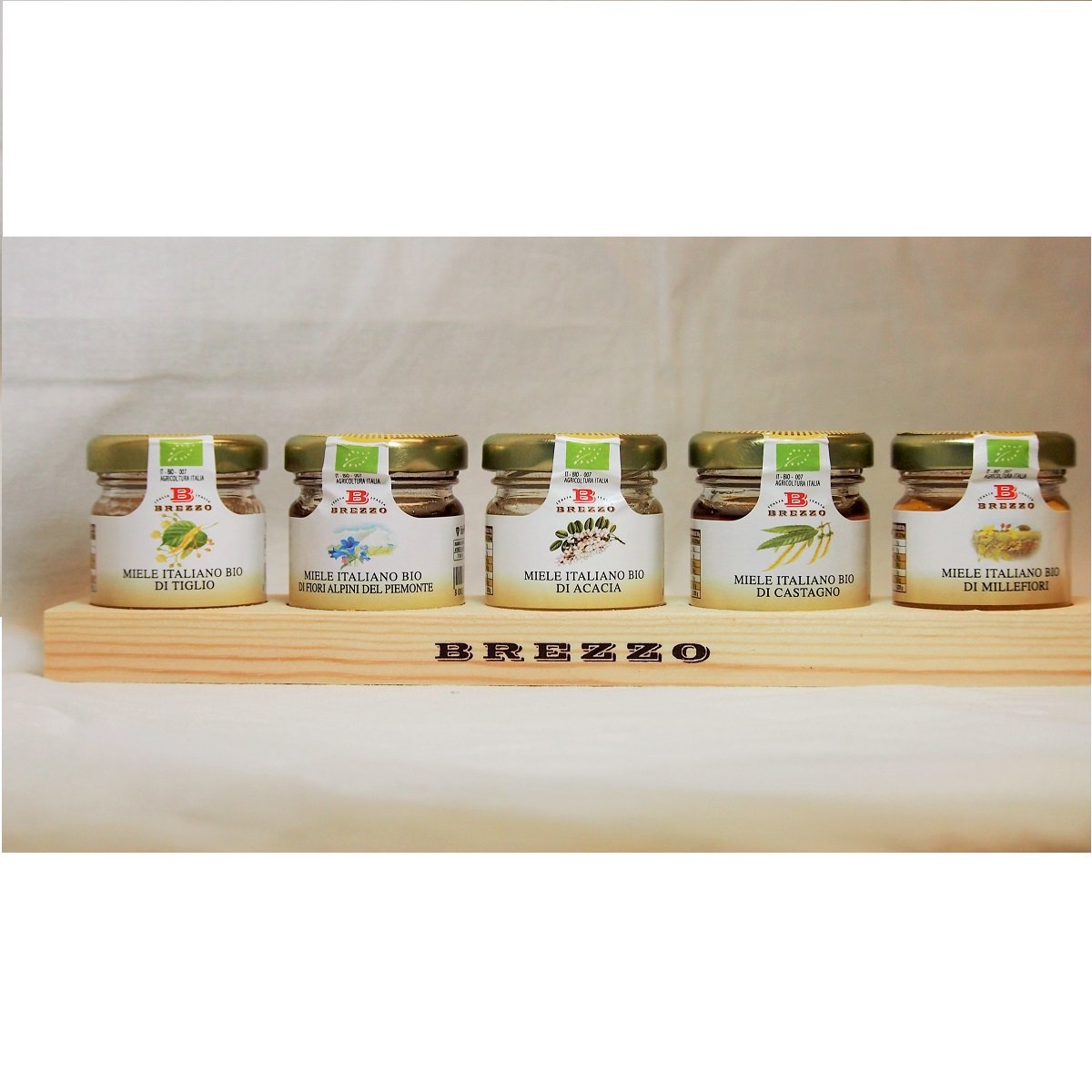 Brezzo Brezzo Gift Tray 5 Jars Organic Honeys | Cheese Market